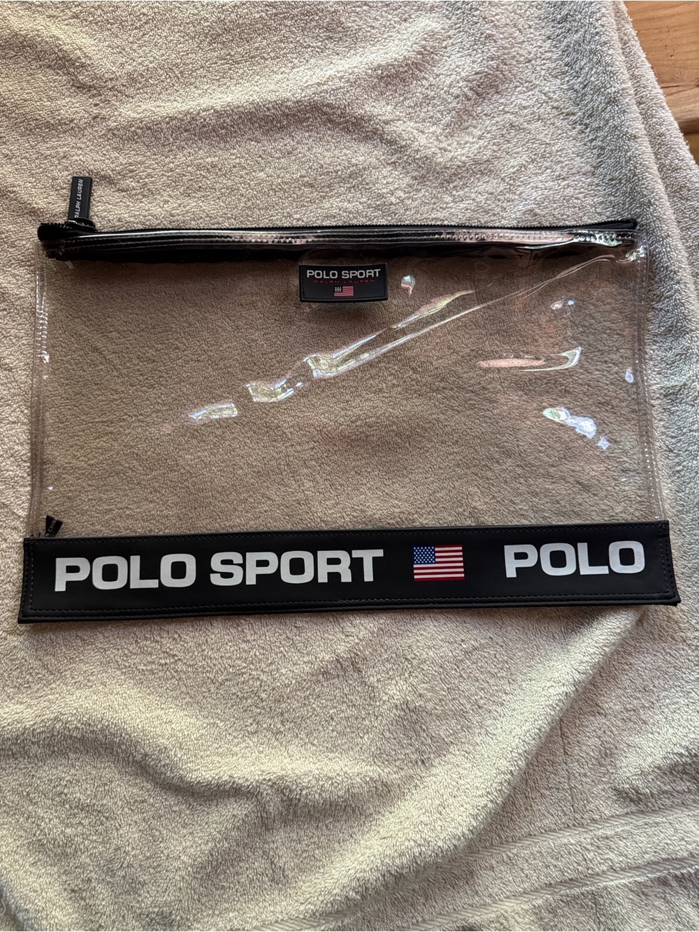 Vintage Polo Ralph Lauren clear toiletry pouch with zipper closure